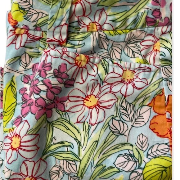 TALBOTS Women's Stretch Cropped Pants Size 14 Colorful Floral Brushed Cotton EUC - Picture 4 of 8